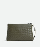 Pouch in Intrecciato calf leather with detachable wristlet., , hi-res