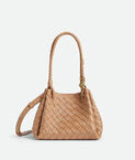 Shoulder bag in supple Intrecciato leather with signature knot detail and detachable cross-body strap.