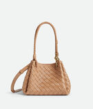 Shoulder bag in supple Intrecciato leather with signature knot detail and detachable cross-body strap., , hi-res