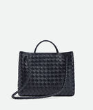 Top handle bag in Intrecciato leather with signature knot detail and sliding cross-body strap., , hi-res
