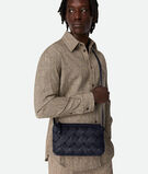 Zipped cross-body bag in grained Intreccio leather with adjustable strap., , hi-res