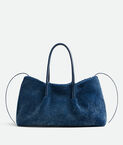 Reversible tote bag in merino shearling with denim effect.,  Reversible tote bag in merino shearling with denim effect.