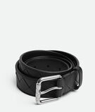 Belt in Intrecciato calf leather with metal buckle., , hi-res