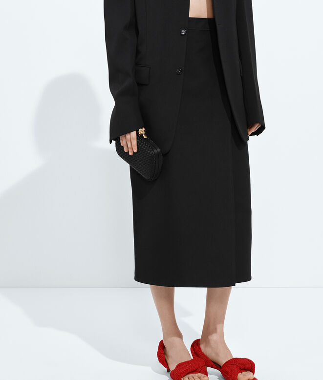 Minaudi&egrave;re clutch in Intreccio satin, featuring a sleek signature knot closure., , hi-res