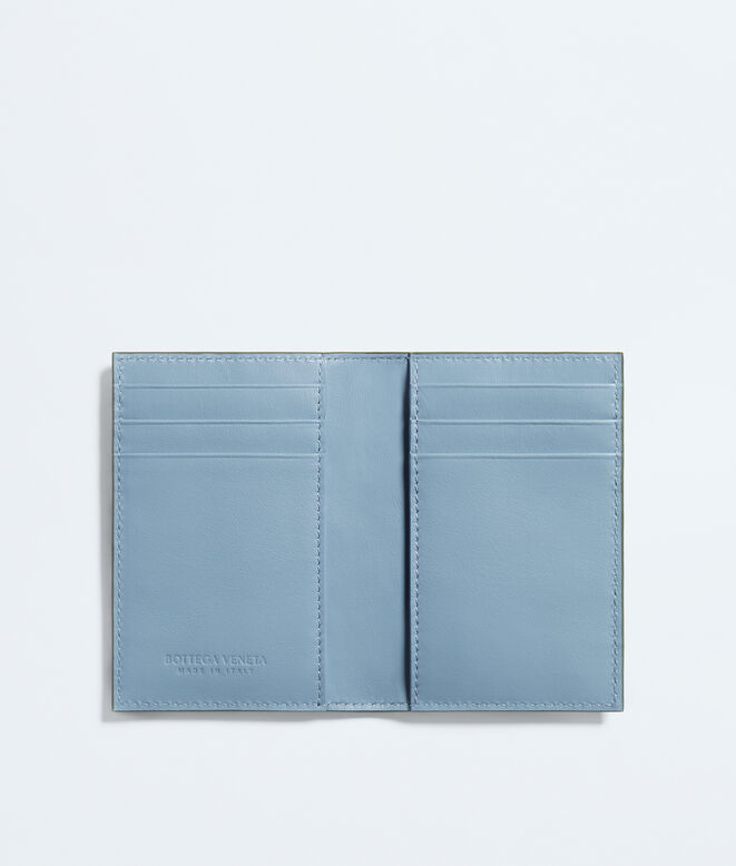Flap card case in Intrecciato calf leather with contrasted interior., , hi-res