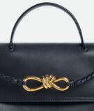 Top handle bag in silky calf leather with two-way flap and signature knot detail. Features a hidden hook closure, allowing the flap to be closed in the front or attached to the interior Intrecciato pocket., , hi-res