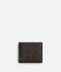 Bi-fold wallet in grained Intrecciato calf leather.