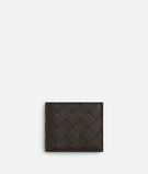 Bi-fold wallet in grained Intrecciato calf leather., , hi-res
