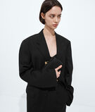 Minaudi&egrave;re clutch in Intreccio satin, featuring a sleek signature knot closure., , hi-res