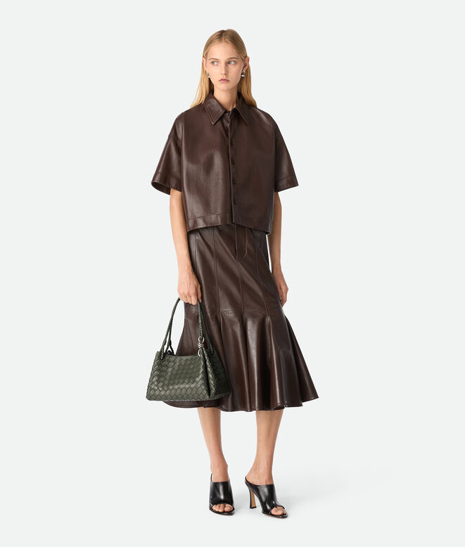 Shoulder bag in supple Intrecciato leather with signature knot detail and detachable cross-body strap., , hi-res