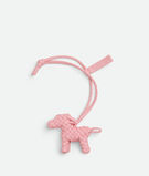 Charm realised in Intreccio nappa leather with dog shape, featuring a leather lanyard., , hi-res