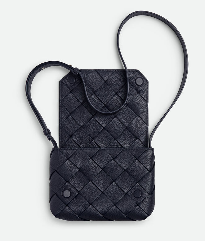 Cross-body bag in grained Intreccio leather., , hi-res