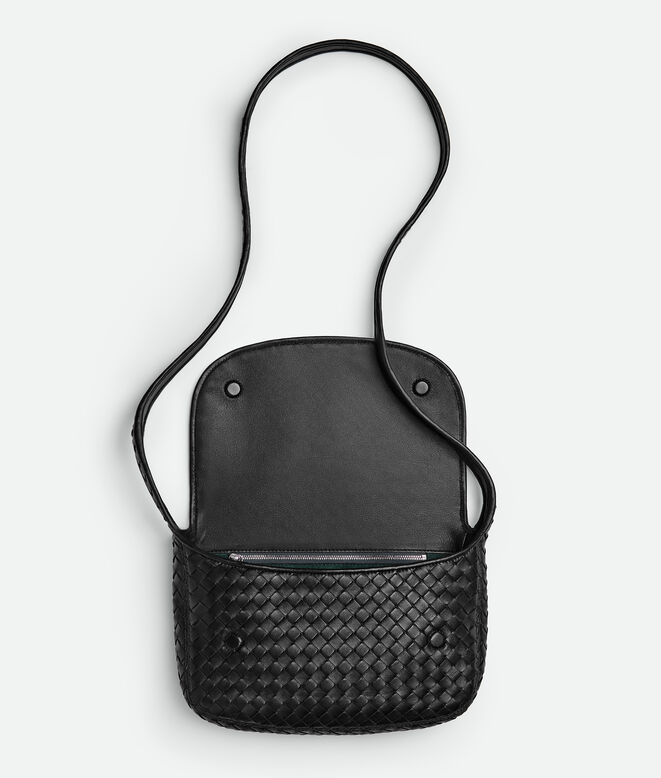 Cross-body bag with flap in Intrecciato nappa fluffy., , hi-res