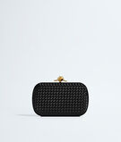 Minaudi&egrave;re clutch in Intreccio satin, featuring a sleek signature knot closure., , hi-res