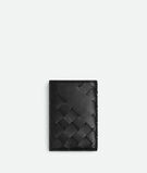 Flap card case in smooth and Intrecciato silky calf leather, featuring an archival all-over d&eacute;grad&eacute; effect., , hi-res