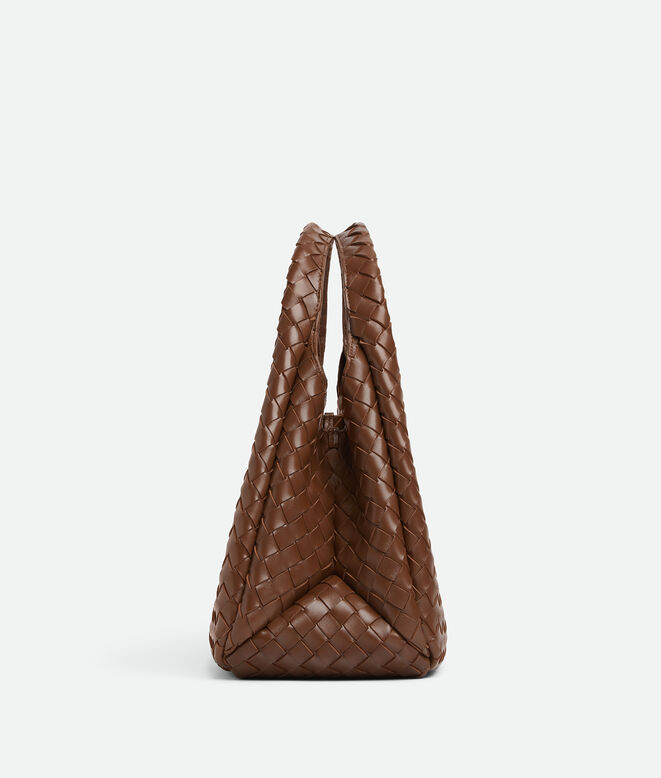 Shoulder bag with archival silhouette in supple Intrecciato leather with tie closure., , hi-res