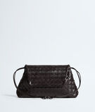 Pouch in Intrecciato leather with flap and drawstring closure, featuring a loop attachment for shoulder carry. , , hi-res