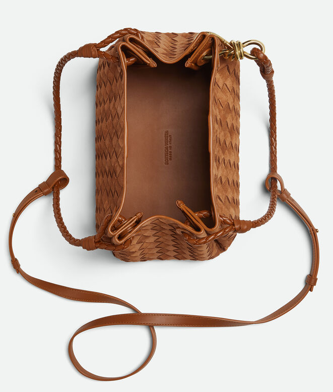 Shoulder bag in supple Intrecciato suede with signature knot detail and detachable cross-body strap., , hi-res