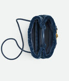 Top handle bag in merino shearling with denim effect. Featuring signature knot detail and sliding cross-body strap., , hi-res