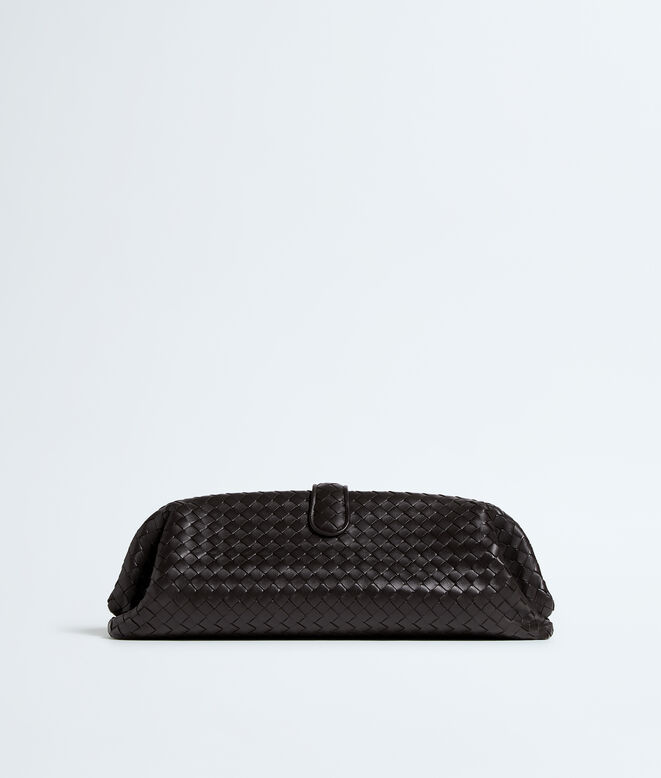 Clutch with elongated silhouette in Intrecciato leather, featuring an adjustable shoulder strap., , hi-res