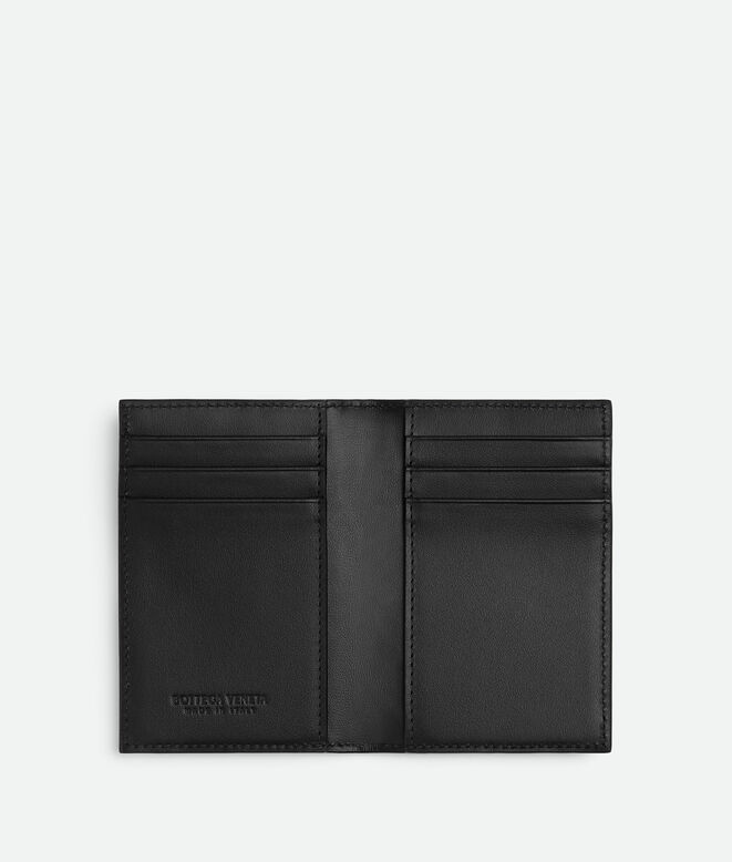 Flap card case in smooth and Intrecciato silky calf leather, featuring an archival all-over d&eacute;grad&eacute; effect., , hi-res