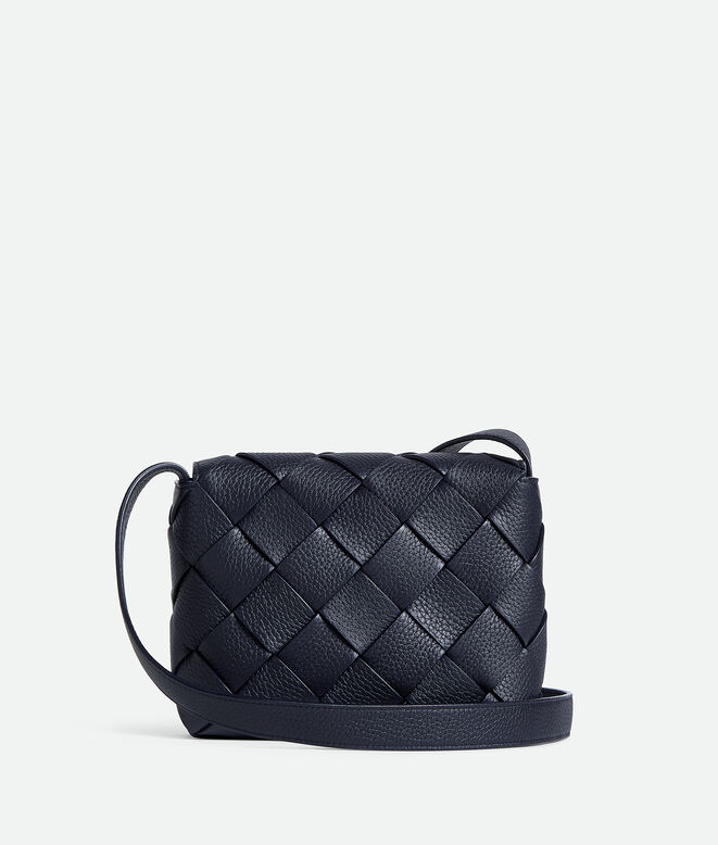 Cross-body bag in grained Intreccio leather., , hi-res