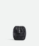 Pouch in smooth and Intrecciato silky calf leather with handle, featuring an archival all-over d&eacute;grad&eacute; effect., , hi-res