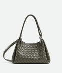 Shoulder bag in supple Intrecciato leather with signature knot detail and detachable cross-body strap.