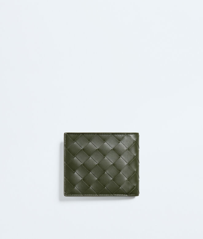 Bi-fold wallet in Intrecciato calf leather with contrasted interior., , hi-res