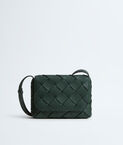 Cross-body bag in grained Intreccio leather.