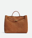 Top handle bag in Intrecciato suede with signature knot detail and sliding cross-body strap., , hi-res