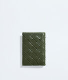 Flap card case in Intrecciato calf leather with contrasted interior., , hi-res