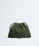 Dustbag in Intrecciato suede and nappa leather with drawstring closure and loop attachment for shoulder carry., , hi-res