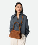 Shoulder bag in supple Intrecciato suede with signature knot detail and detachable cross-body strap., , hi-res