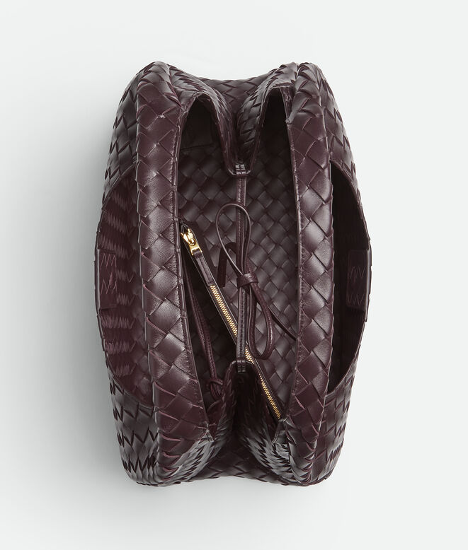 Shoulder bag with archival silhouette in supple Intrecciato leather with tie closure., , hi-res