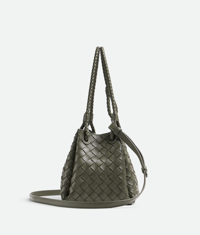 Shoulder bag in supple Intrecciato leather with signature knot detail and detachable cross-body strap., , hi-res