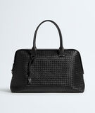 Weekender made with supple Intrecciato craftsmanship in nappa leather, featuring a detachable leather lanyard with lock., , hi-res