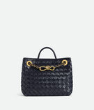 Top handle bag in Intrecciato leather with signature knot detail and tubular leather braided metal chain., , hi-res