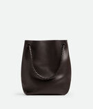 Bucket bag in silky calf leather with signature knot detail and sliding shoulder strap., , hi-res