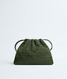 Dustbag in Intrecciato suede and nappa leather with drawstring closure and loop attachment for shoulder carry., , hi-res