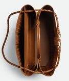 Top handle bag in Intrecciato suede with signature knot detail and sliding cross-body strap., , hi-res