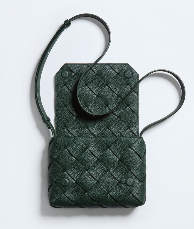 Cross-body bag in grained Intreccio leather., , hi-res