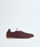 Low-top lace-up sneaker in soft suede and lightweight nylon., , hi-res