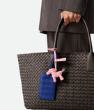 Charm realised in Intreccio nappa leather with dog shape, featuring a leather lanyard., , hi-res