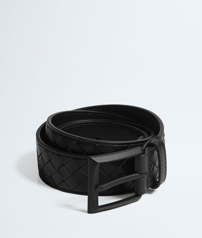 Belt in Intrecciato piccolo calf leather with metal buckle., , hi-res