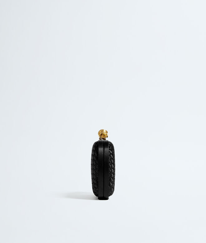 Minaudi&egrave;re clutch in Intreccio satin, featuring a sleek signature knot closure., , hi-res