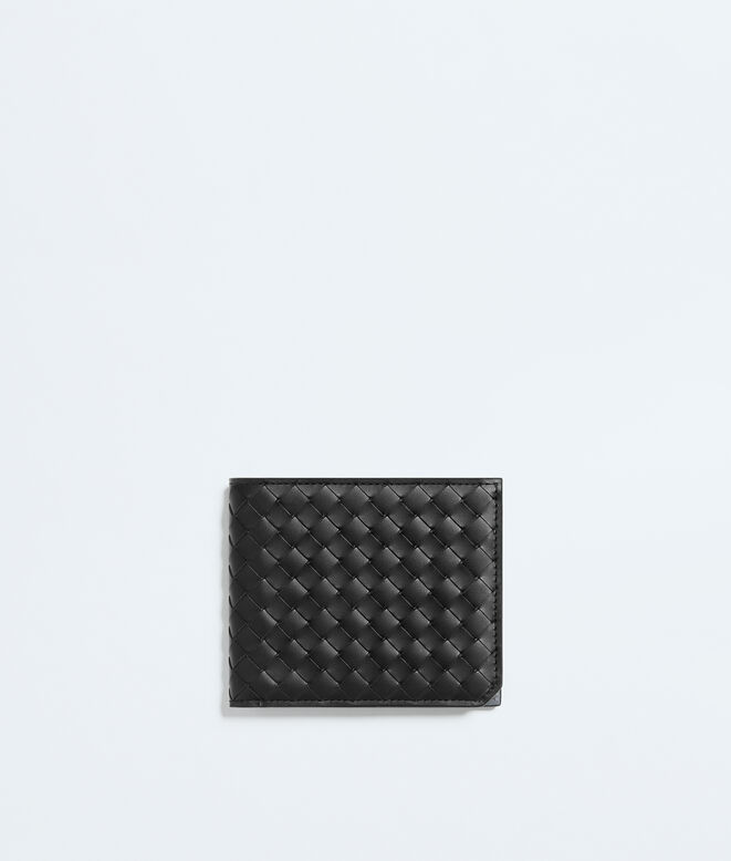 Bi-fold wallet in Intrecciato piccolo calf leather with contrasted interior., , hi-res