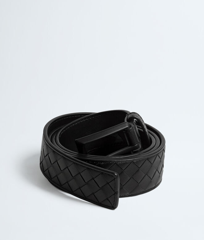 Belt in Intrecciato piccolo calf leather with metal buckle., , hi-res