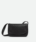 Cross-body bag with flap in Intrecciato nappa fluffy.