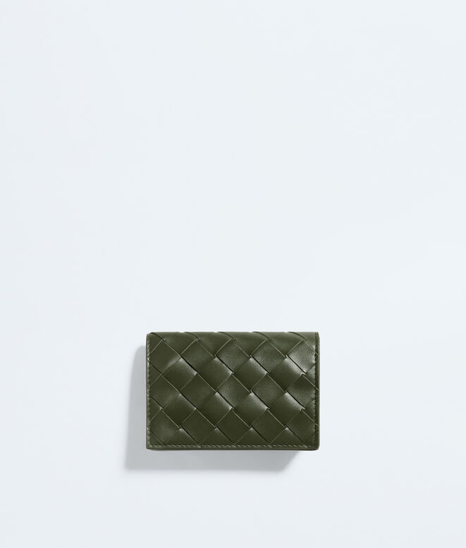 Business card case in Intrecciato calf leather with contrasted back., , hi-res